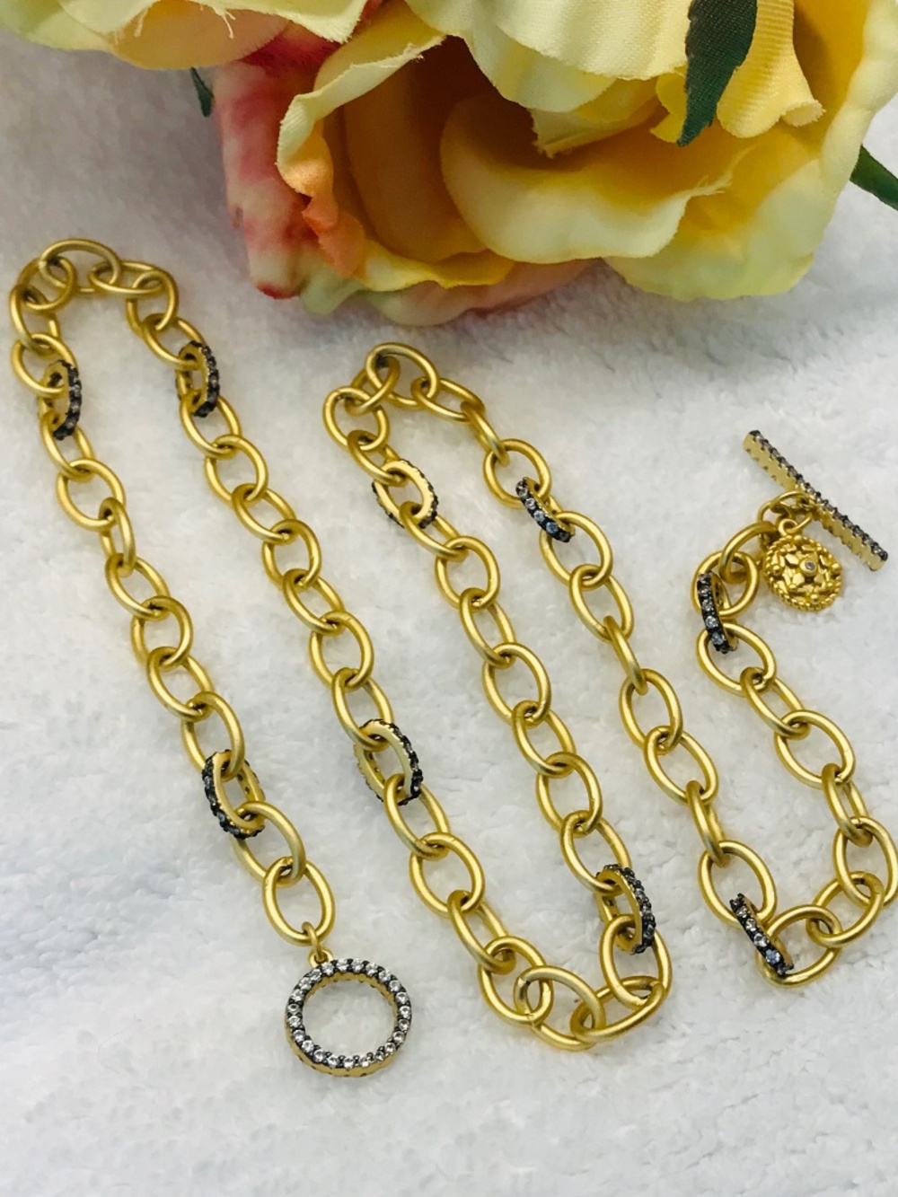 Freida Rothman delicate 18” 925 SS gold plated link necklace